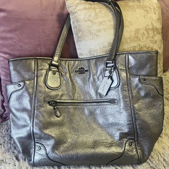Coach Metallic Silver Tote Bag - Picture 1 of 3